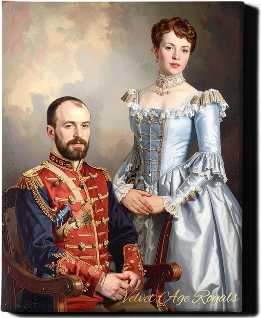 Custom Royal Couple Portrait | Velvet Age Royals | Personalized Wall Art Gift