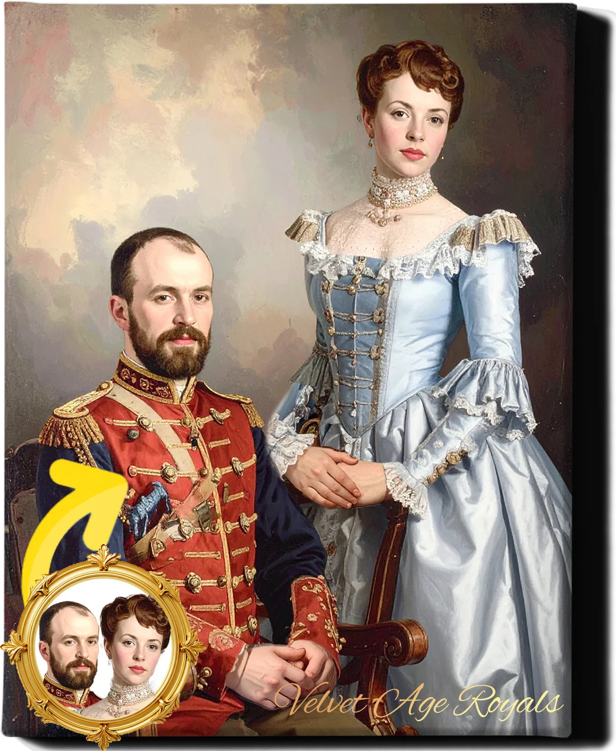 Custom Royal Couple Portrait | Velvet Age Royals | Personalized Wall Art Gift