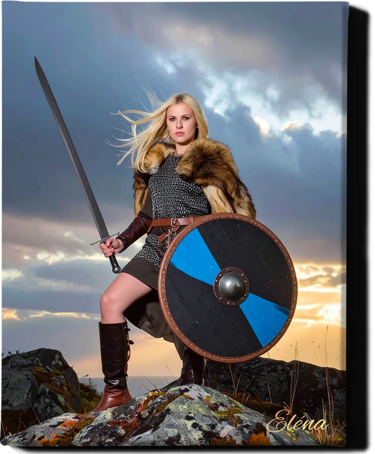 Custom Royal Human Portrait | Viking Defender 2 | Personalized Wall Art Gift for her