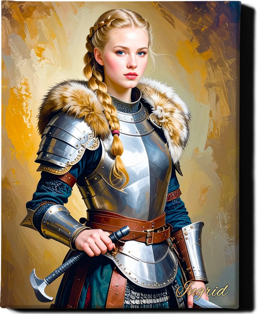 Custom Royal Human Portrait | Viking Defender | Personalized Wall Art Gift for her