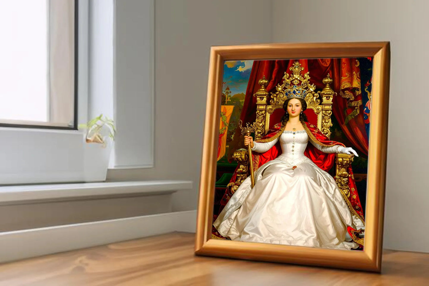 Custom Royal Human Portrait | Throne Room Sovereign | PPersonalized Wall Art Gift for her
