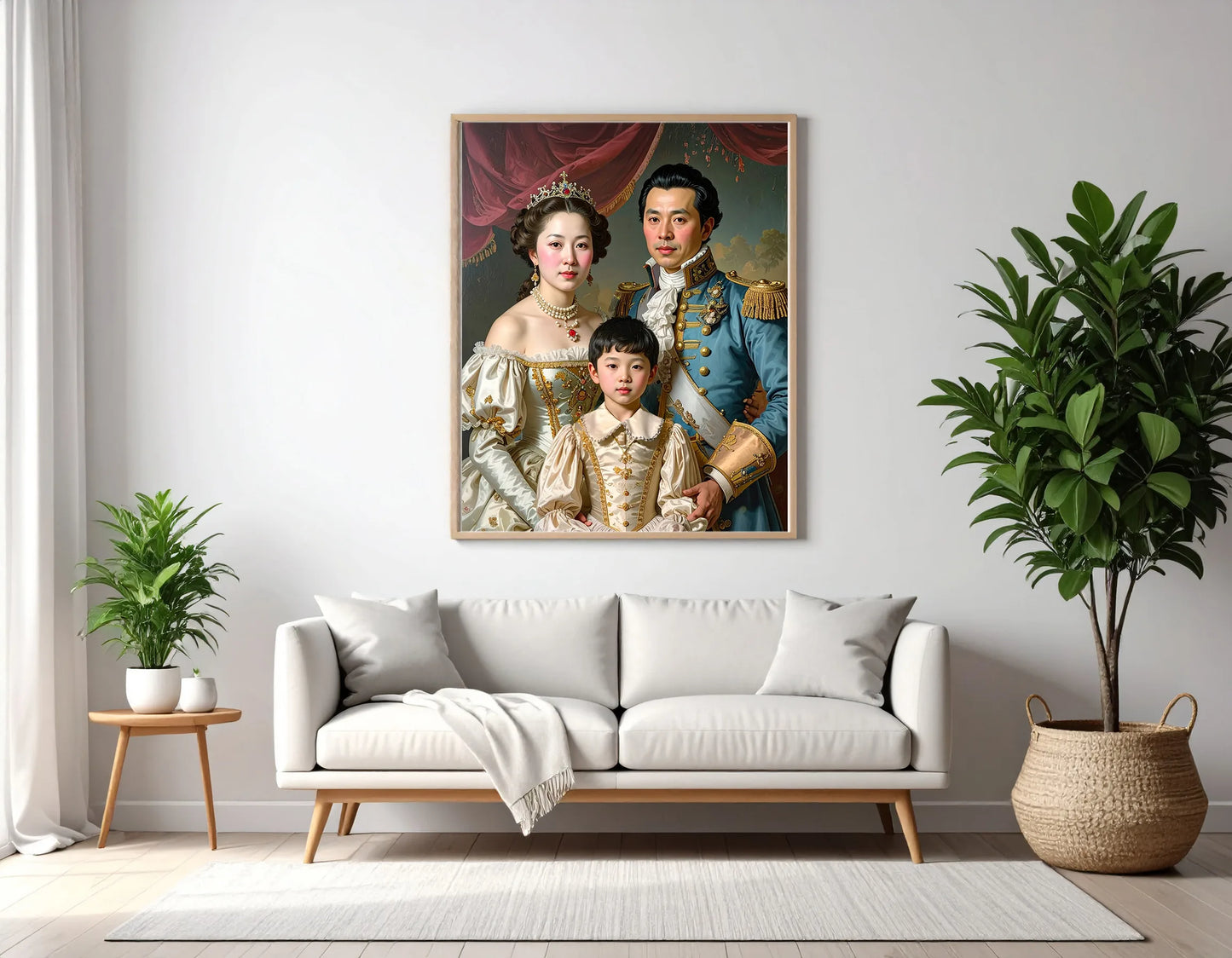 Custom Royal Family Portrait | Crowned Eastern Royalty | Personalized Wall Art Gift