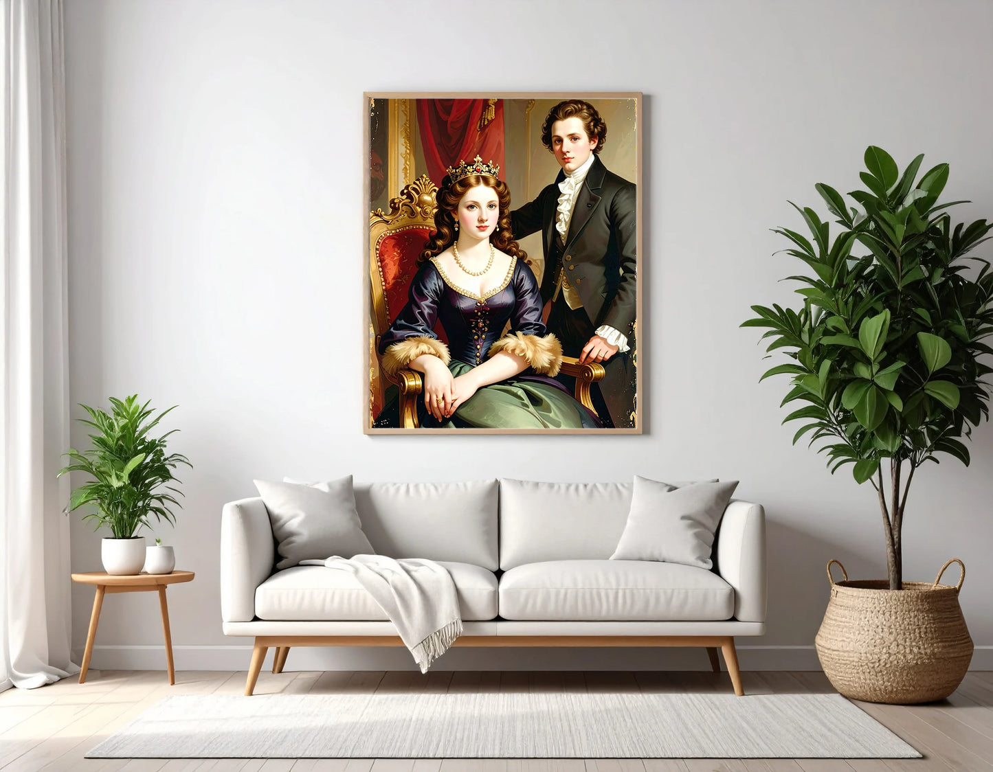 Custom Royal Couple Portrait | Aristocratic Lounge Portrait | Personalized Wall Art Gift
