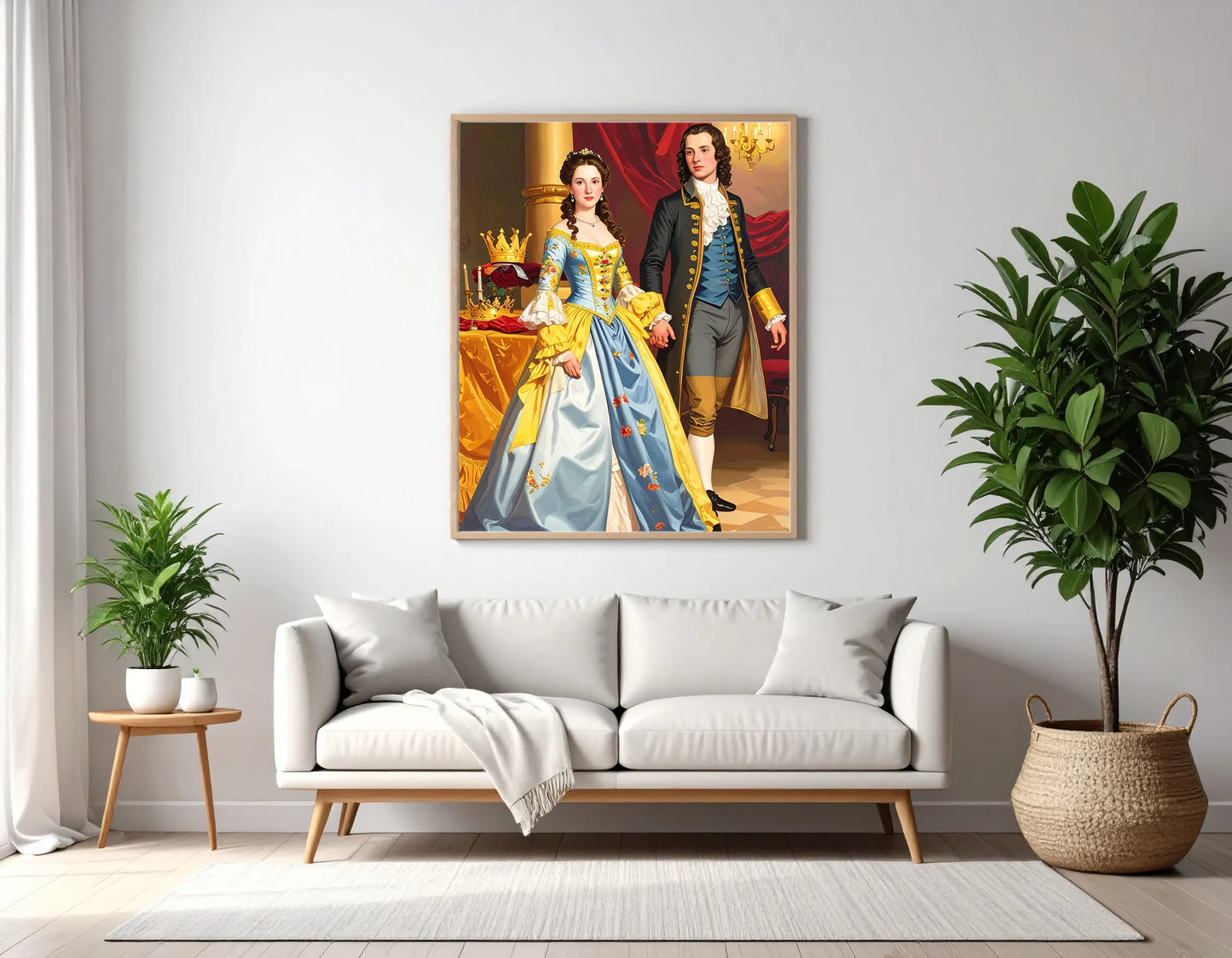 Custom Royal Couple Portrait | Elegant Courtly Pair | Personalized Wall Art Gift