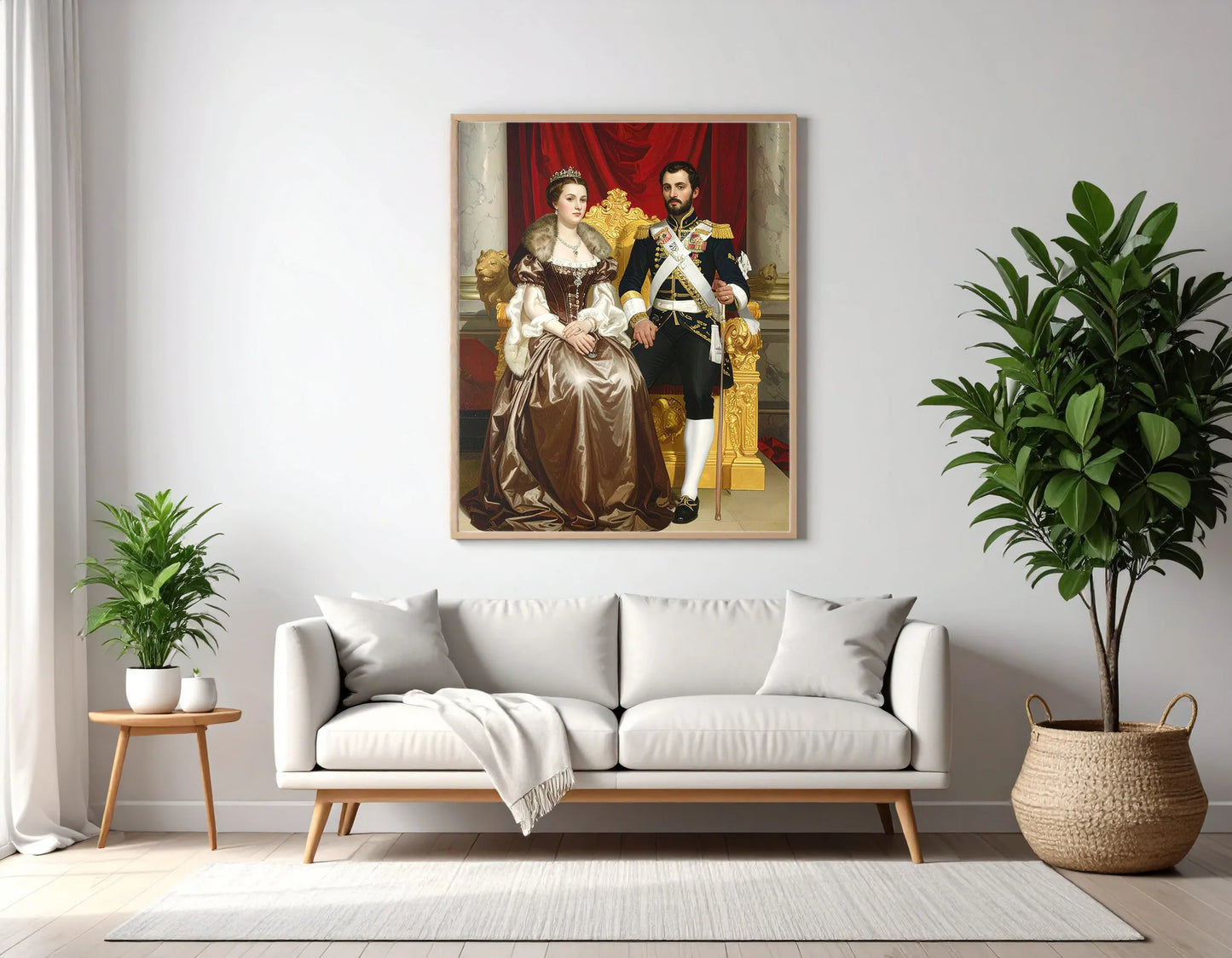 Custom Royal Couple Portrait | Imperial Throne Room Couple | Personalized Wall Art Gift
