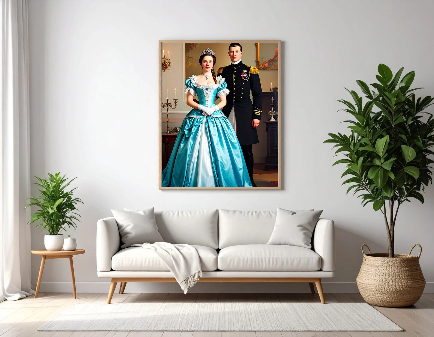 Custom Royal Couple Portrait | Ballroom Elegance | Personalized Wall Art Gift