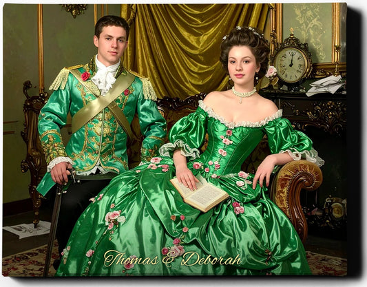 Custom Royal Couple Portrait | grand aristocratic couple | Personalized Wall Art Gift