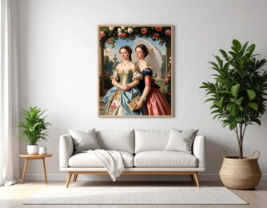 Custom Royal Family Portrait | Sisters of Spring | Personalized Wall Art Gift