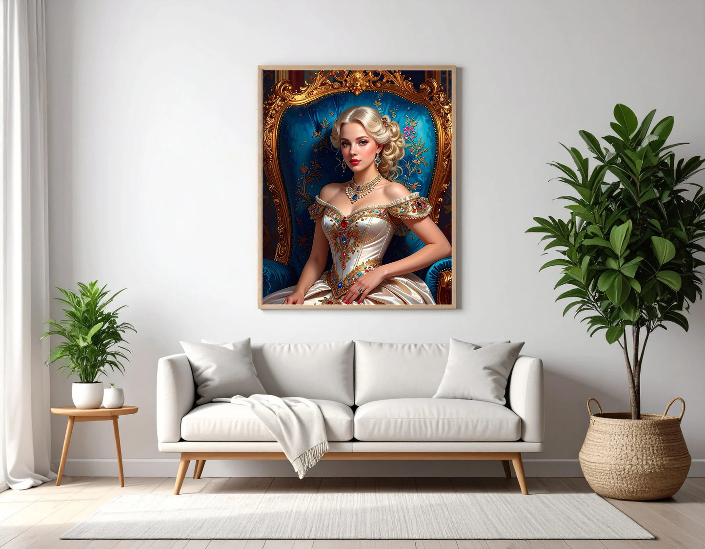 Custom Royal Human Portrait | Throne Room Sovereign 2 | Personalized Wall Art Gift for her