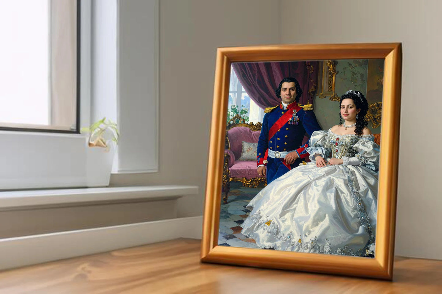 Custom Royal Couple Portrait | Salon Grandeur II | Personalized Wall Art Gift