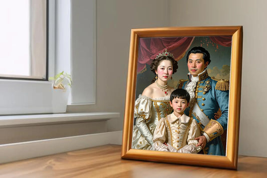 Custom Royal Family Portrait | Crowned Eastern Royalty | Personalized Wall Art Gift