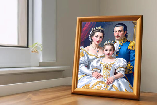 Custom Royal Family Portrait | Imperial White Grace | Personalized Wall Art Gift