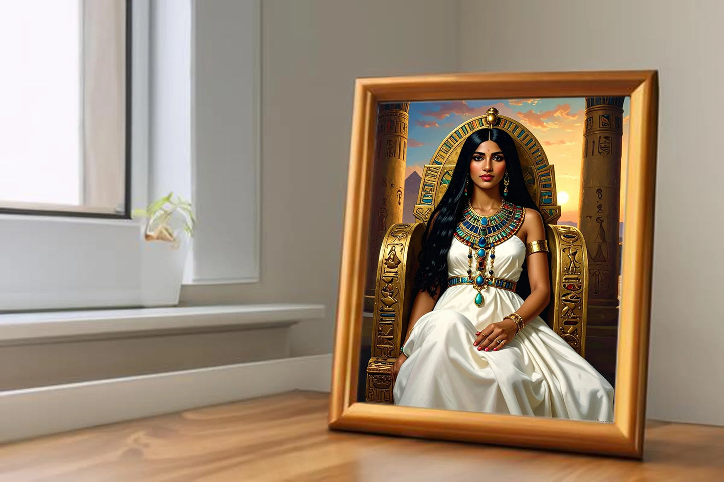 Custom Royal Human Portrait | Queen of Ancient Egypt | Personalized Wall Art Gift for her