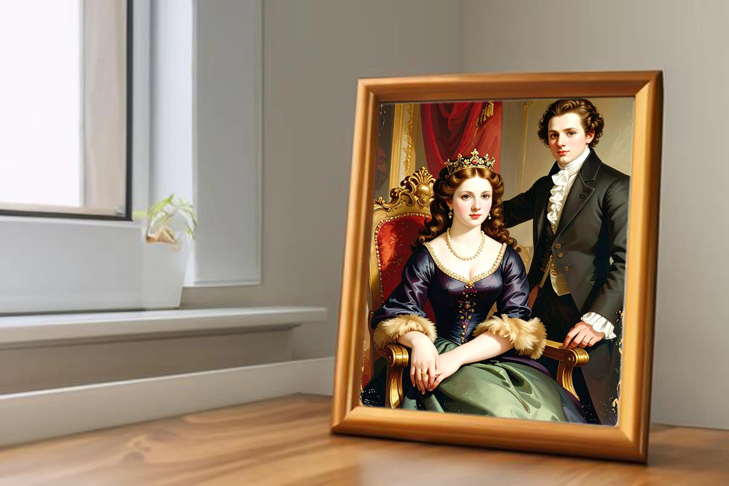 Custom Royal Couple Portrait | Aristocratic Lounge Portrait | Personalized Wall Art Gift