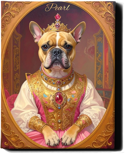 Custom Royal Pet Portrait | Pearl the Portraited 2| Personalized Wall Art for Pet Lovers