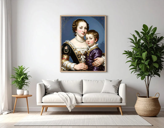 Custom Royal Family Portrait | Noble Elegance Duo | Personalized Wall Art Gift