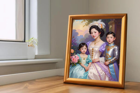 Custom Royal Family Portrait | Petals of Nobility | Personalized Wall Art Gift