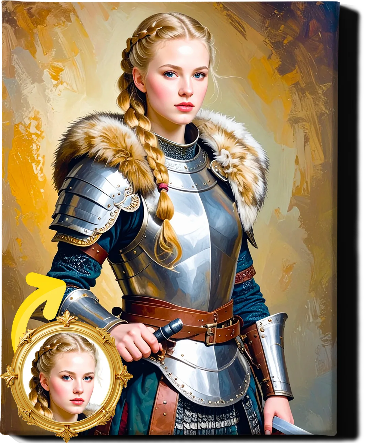 Custom Royal Human Portrait | Viking Defender | Personalized Wall Art Gift for her