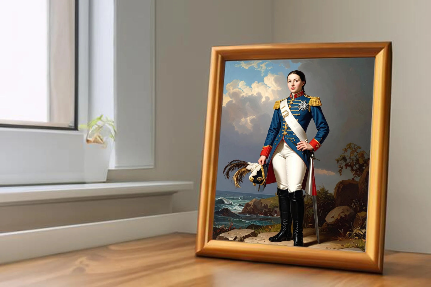 Custom Royal Human Portrait | Royal Cadet | Personalized Wall Art Gift for her