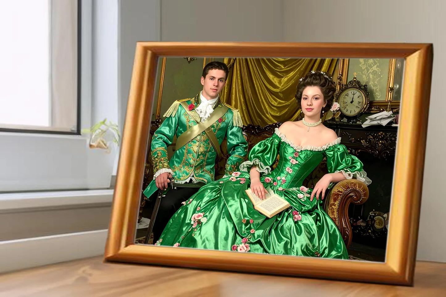 Custom Royal Couple Portrait | grand aristocratic couple | Personalized Wall Art Gift