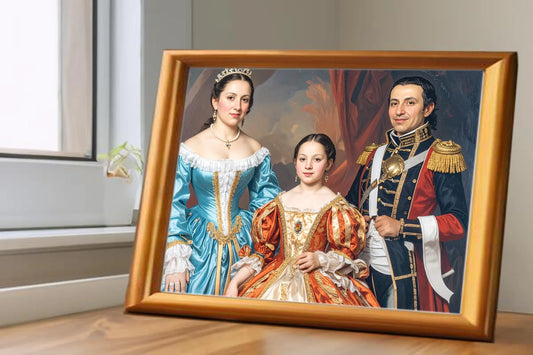 Custom Royal Family Portrait | Dynasty of the Crimson Sash | Personalized Wall Art Gift