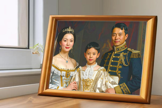 Custom Royal Family Portrait | Pearl Empery of the East Wind | Personalized Wall Art Gift