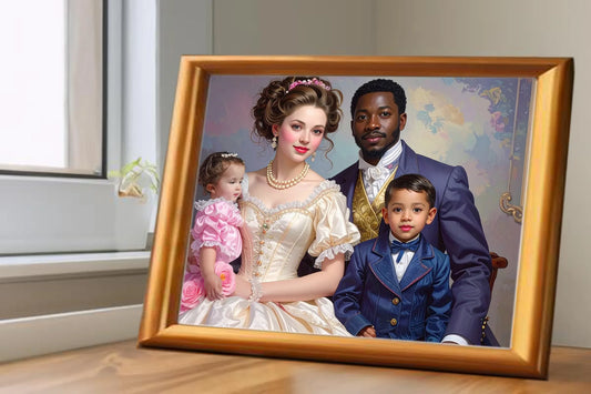 Custom Royal Family Portrait | The Blossomed Bond | Personalized Wall Art Gift