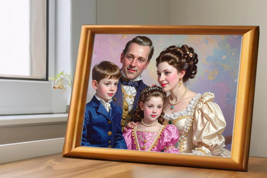 Custom Royal Family Portrait | Hearts in Harmony | Personalized Wall Art Gift