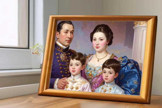 Custom Royal Family Portrait | Royal Bloom | Personalized Wall Art Gift