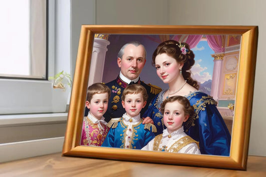 Custom Royal Family Portrait | Royal Bloom 2 | Personalized Wall Art Gift