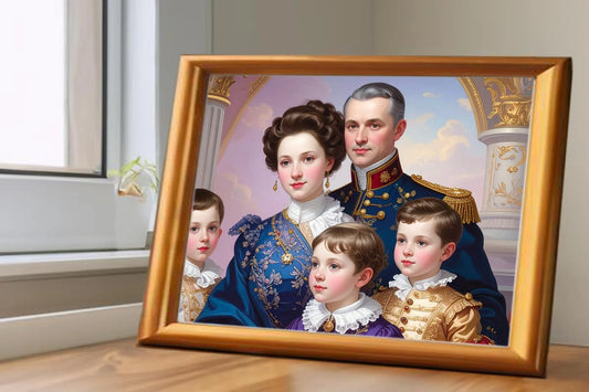Custom Royal Family Portrait | Royal Bloom 3 | Personalized Wall Art Gift