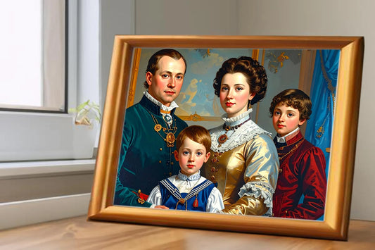 Custom Royal Human Portrait | Velvet Regency Kin | Personalized Wall Art Gift