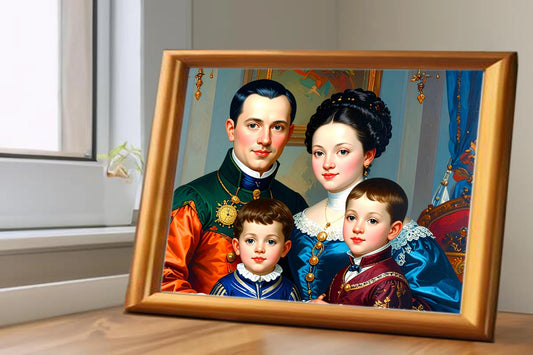 Custom Royal Family Portrait | Regal Bloomed Union | Personalized Wall Art Gift