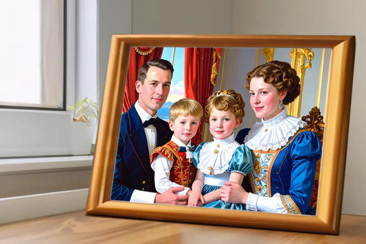 Custom Royal Family Portrait | Velvet Regency Kin 2 | Personalized Wall Art Gift