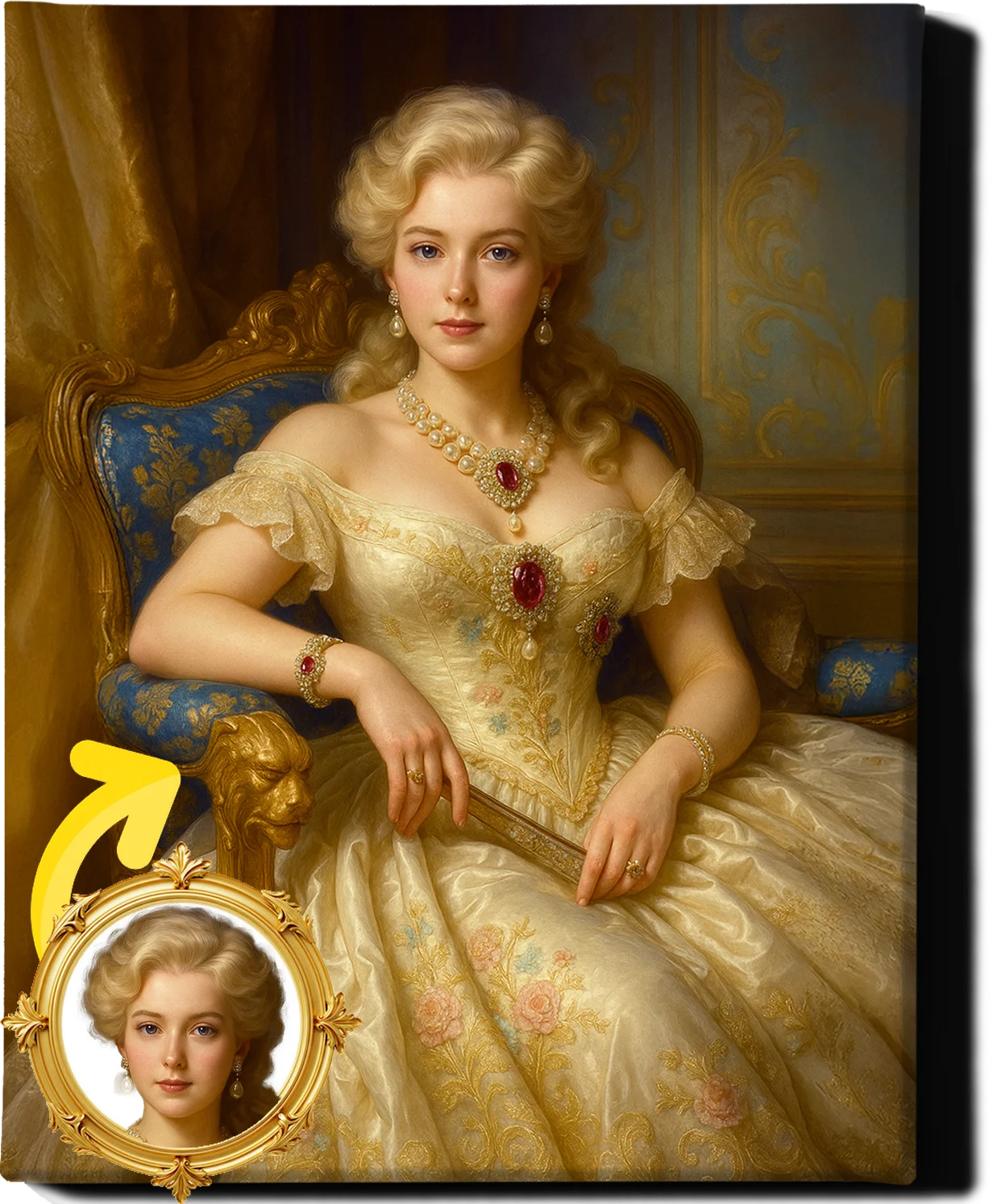 Custom Royal Human Portrait | Throne Room Sovereign 5 | Personalized Wall Art Gift for her