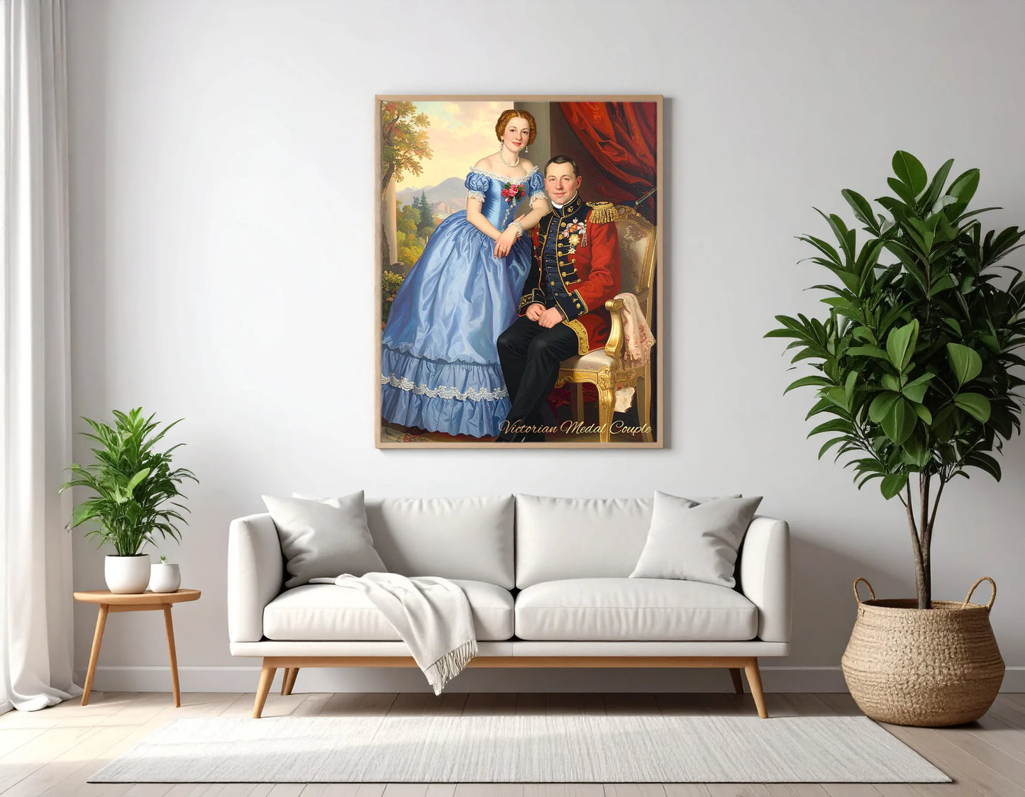 Custom Royal Couple Portrait | Victorian Medal Couple | Personalized Wall Art Gift