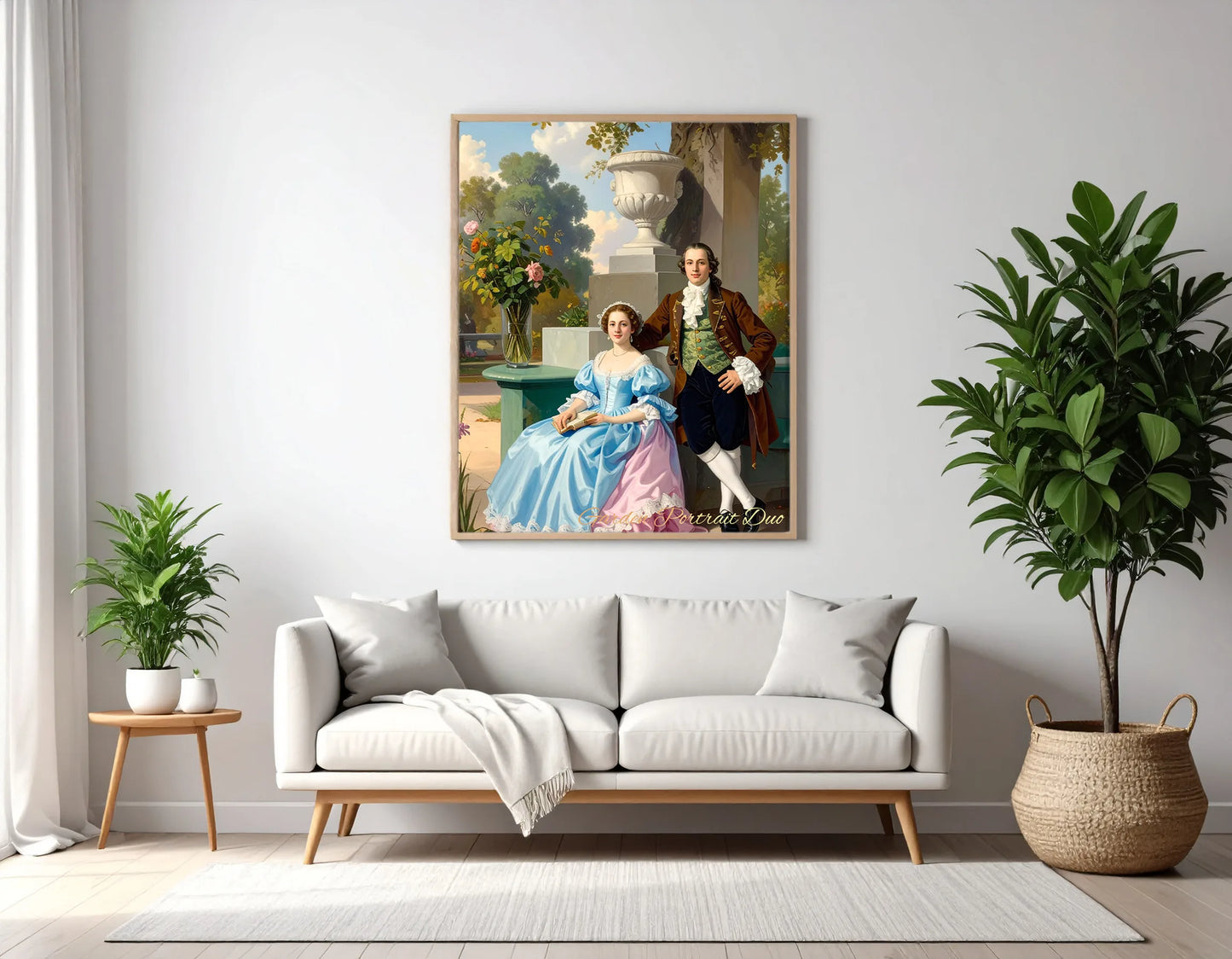 Custom Royal Couple Portrait | Garden Portrait Duo | Personalized Wall Art Gift