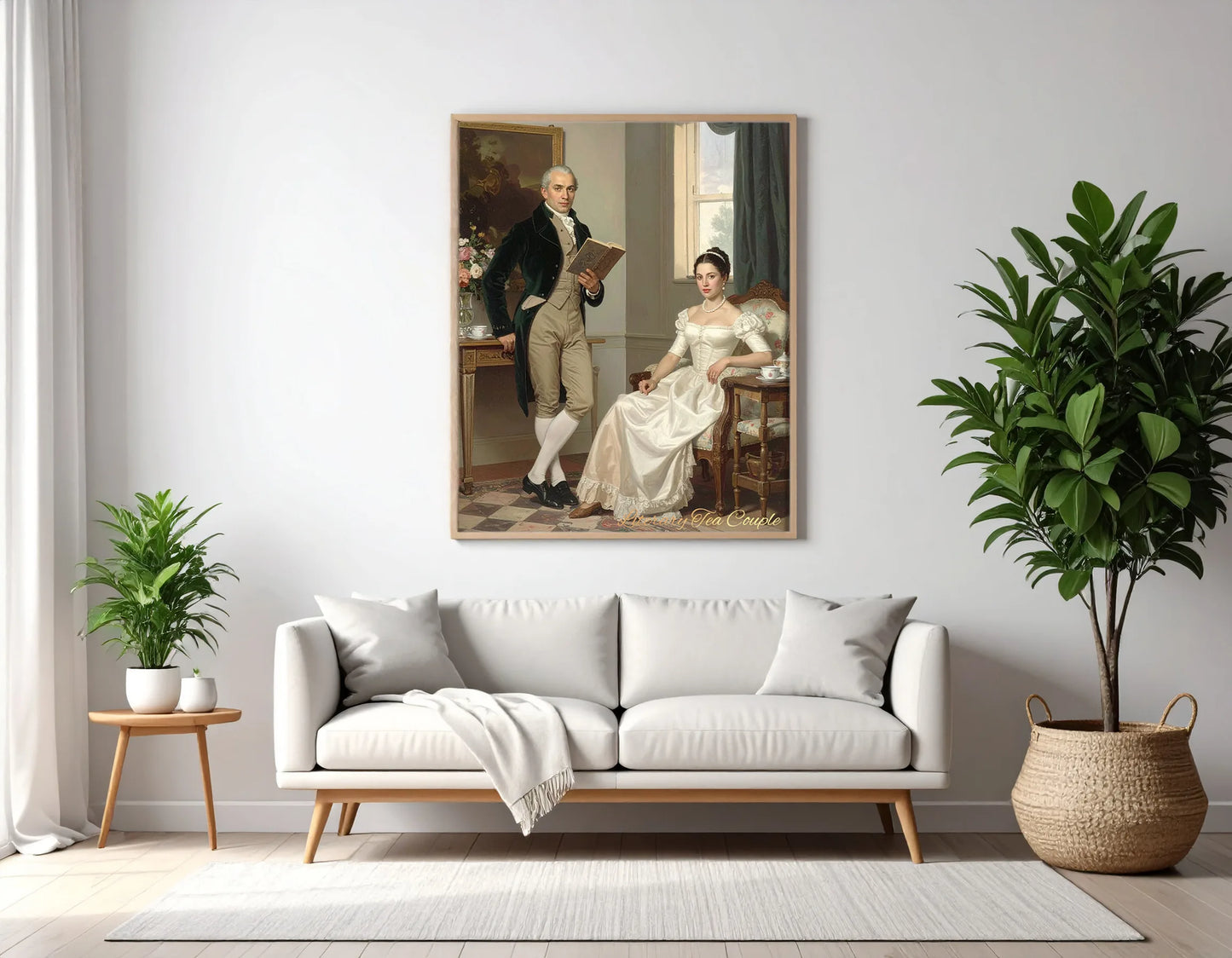Custom Royal Couple Portrait | Literary Tea Couple | Personalized Wall Art Gift