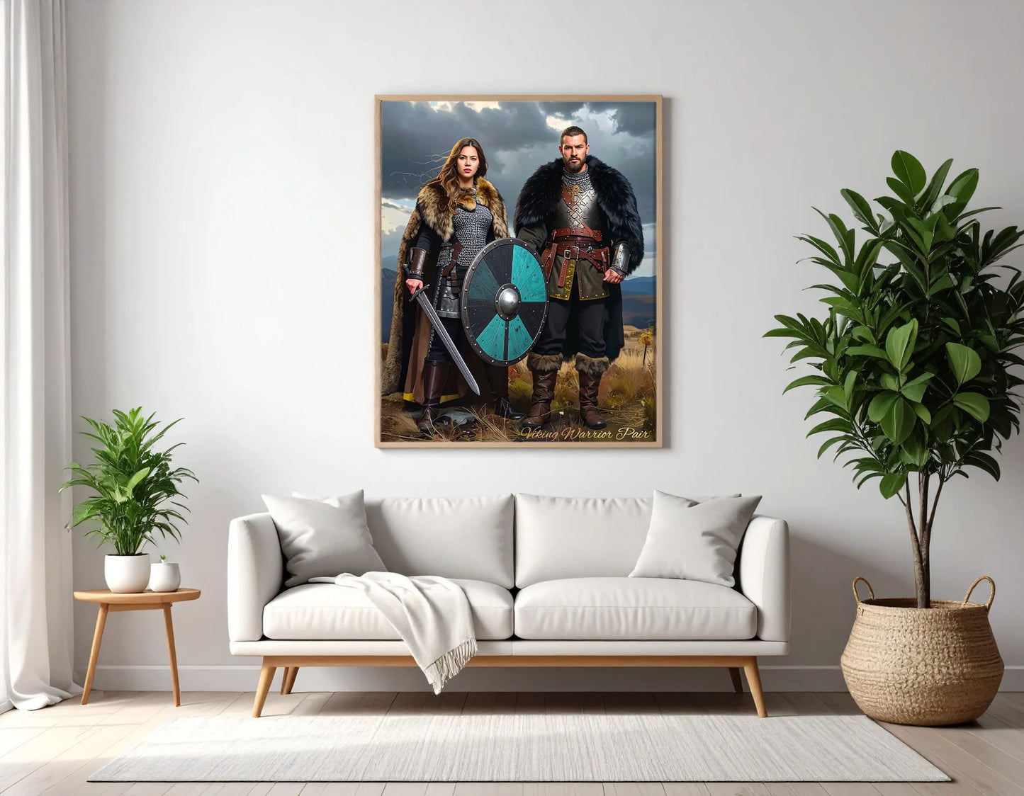 Custom Royal Couple Portrait | Viking Warrior Pair | Personalized Wall Art Gift