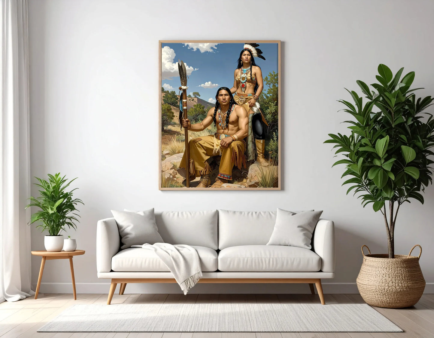 Custom Royal Couple Portrait | Tribal Mountain Couple | Personalized Wall Art Gift