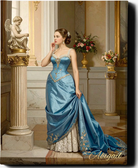 Custom Royal Human Portrait | The Elegant Debutante | Personalized Wall Art Gift for her