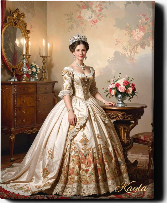 Custom Royal Human Portrait | Fortress Noble 4 | Personalized Wall Art Gift for her