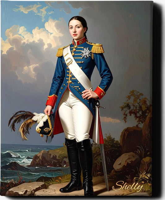 Custom Royal Human Portrait | Royal Cadet | Personalized Wall Art Gift for her