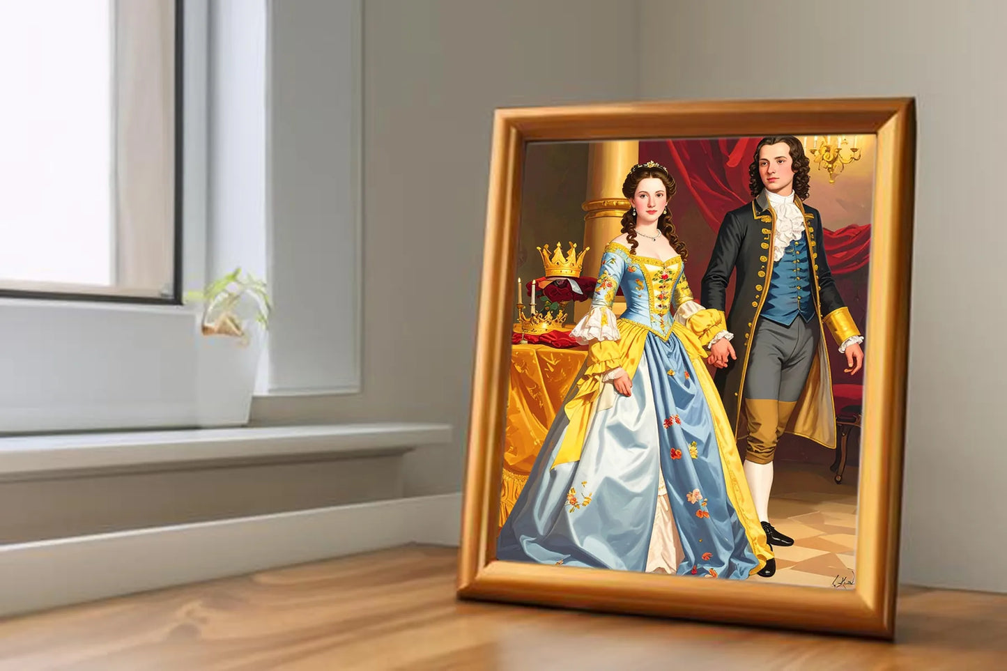 Custom Royal Couple Portrait | Elegant Courtly Pair | Personalized Wall Art Gift