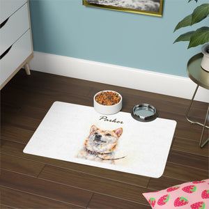 Custom pet food mat with waterproof, non-slip base