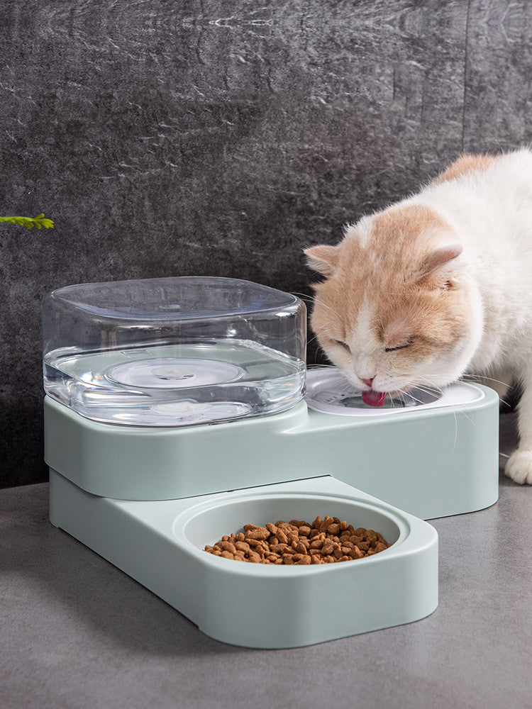 Double Bowl Automatic Drinking Cat Food Bowl
