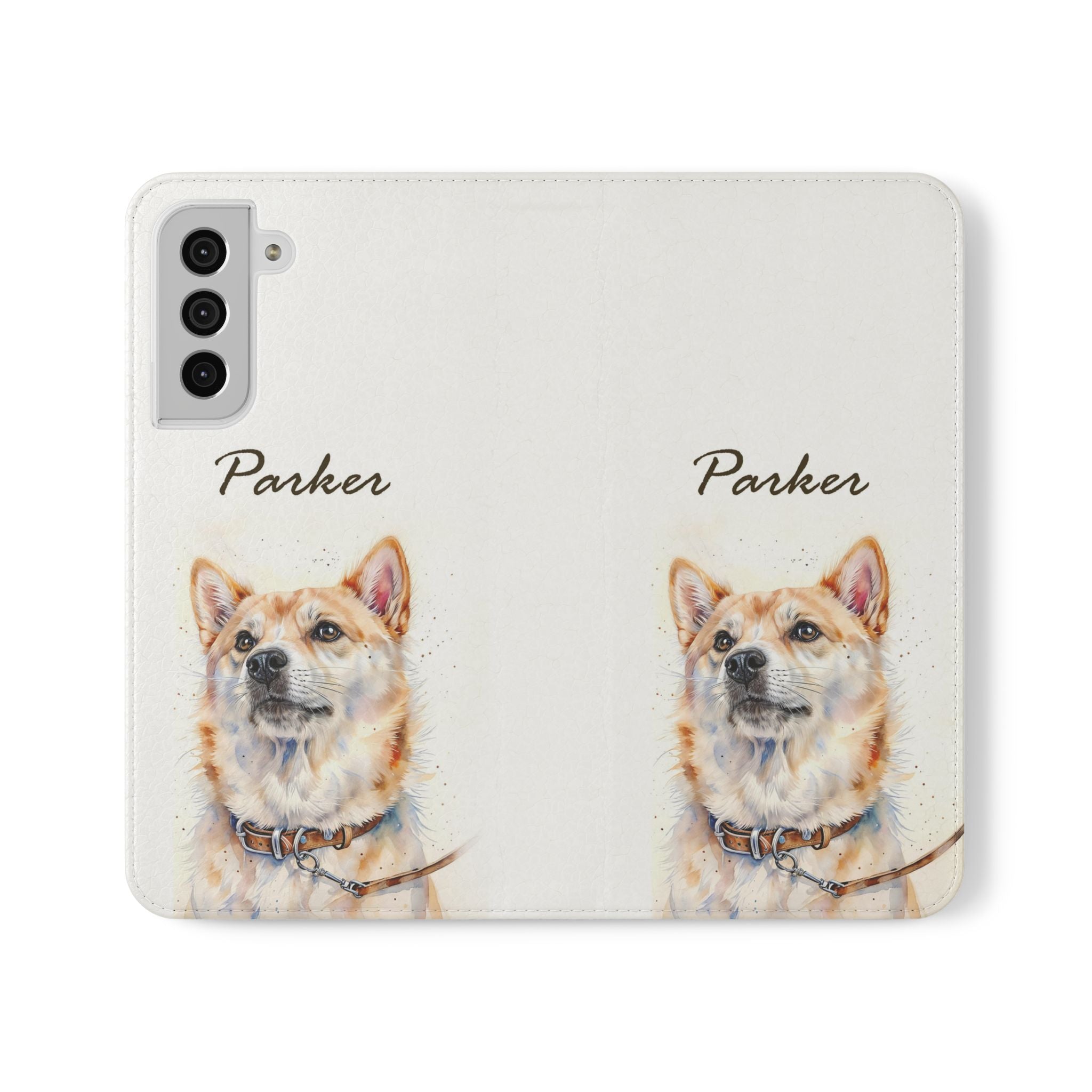 Custom faux leather flip phone case with card slots & stand