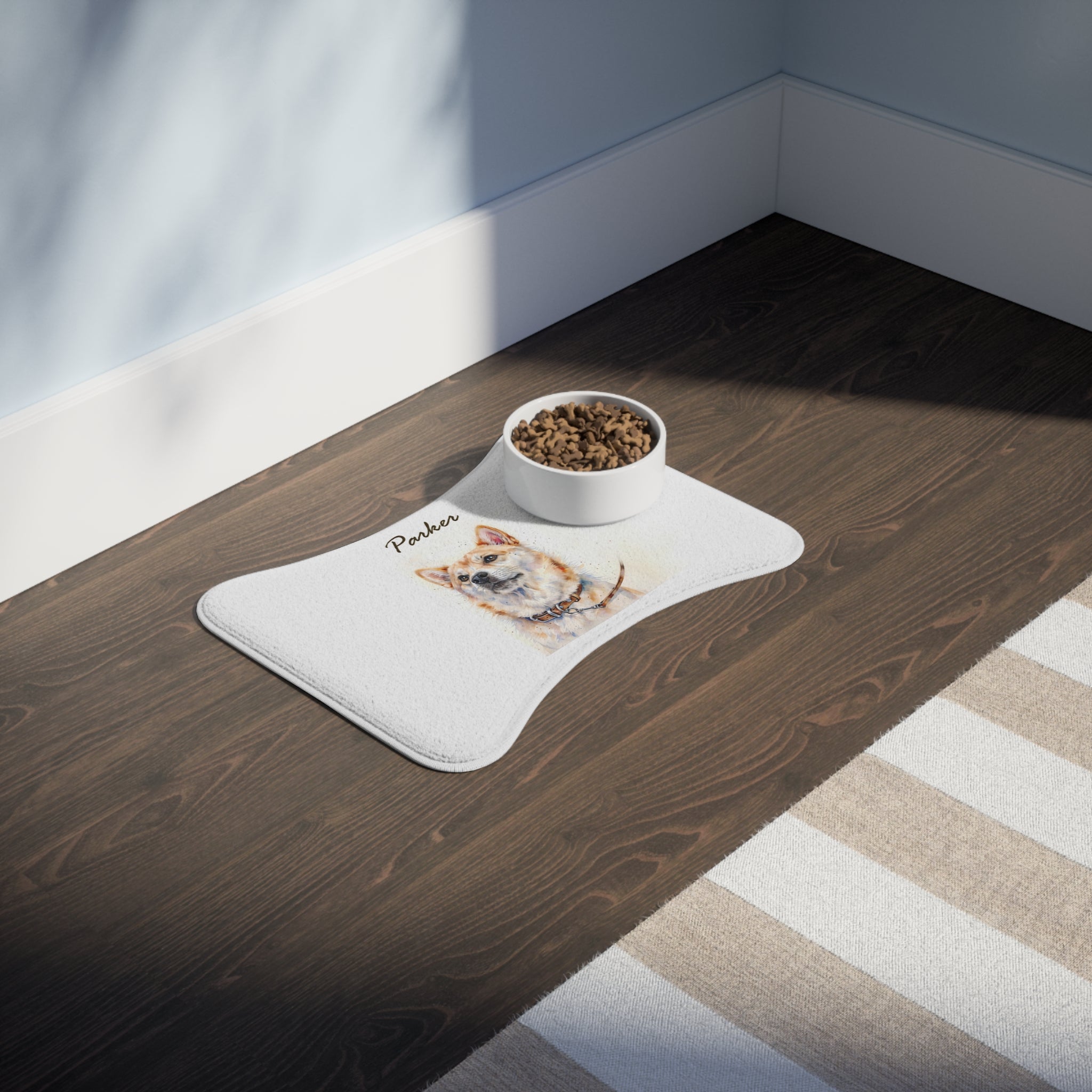 Personalized pet feeding mat with custom name & design