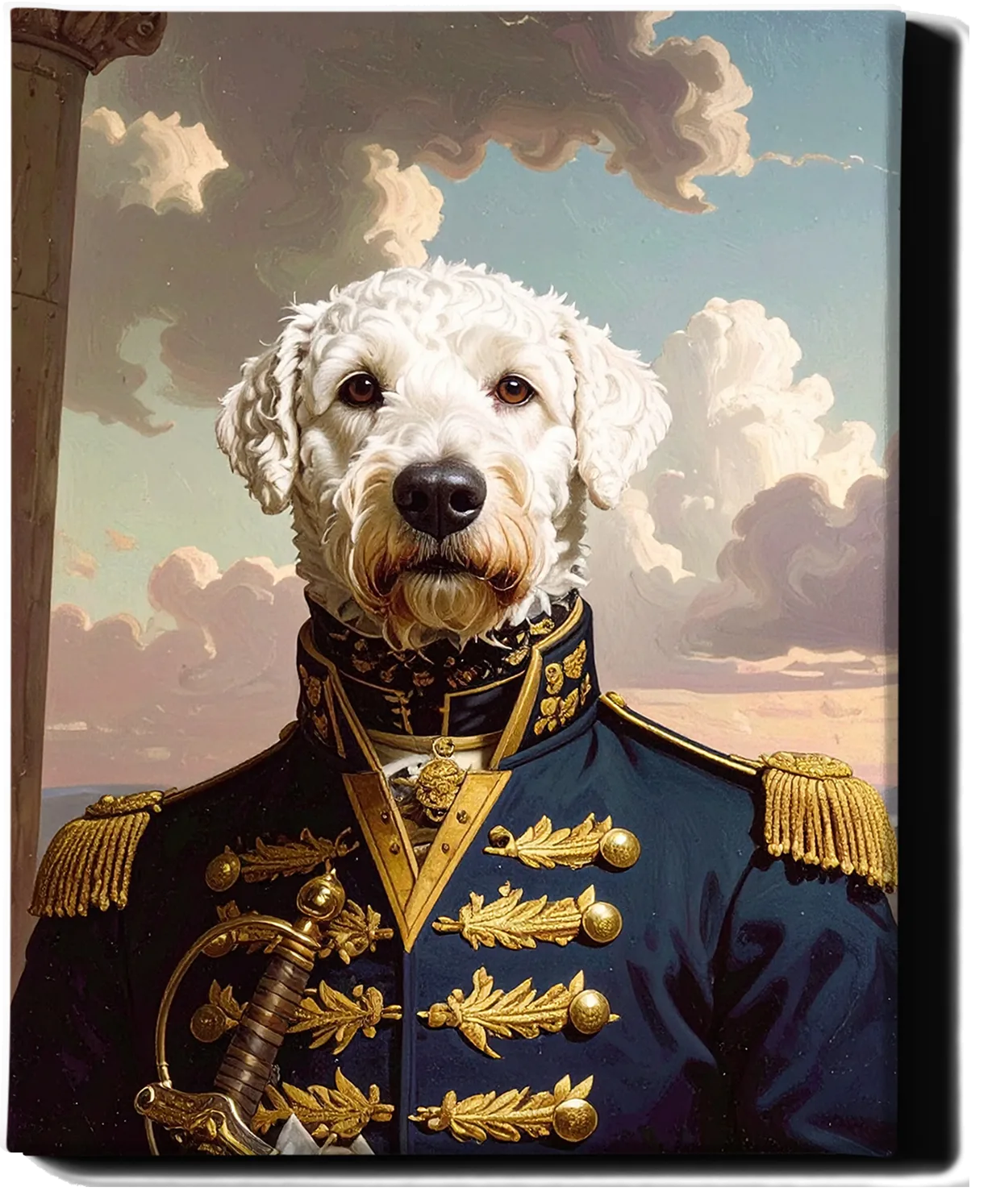 Custom Royal Pet Portrait | Admiral Fluffy Tails | Personalized Wall Art for Pet Lovers