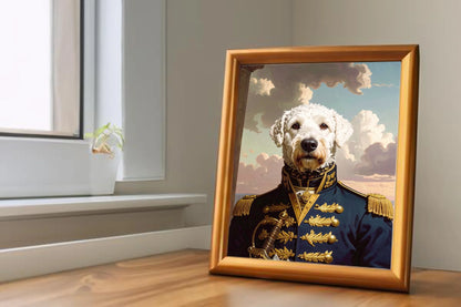Custom Royal Pet Portrait | Admiral Fluffy Tails | Personalized Wall Art for Pet Lovers